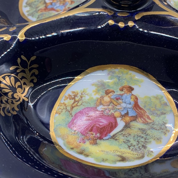 Rare Vintage Conalt Navy/ Gold 3 section Dish - Picture 4 of 8